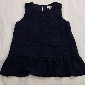 Monteau girl Blue overlay girls dressy top size 10/12